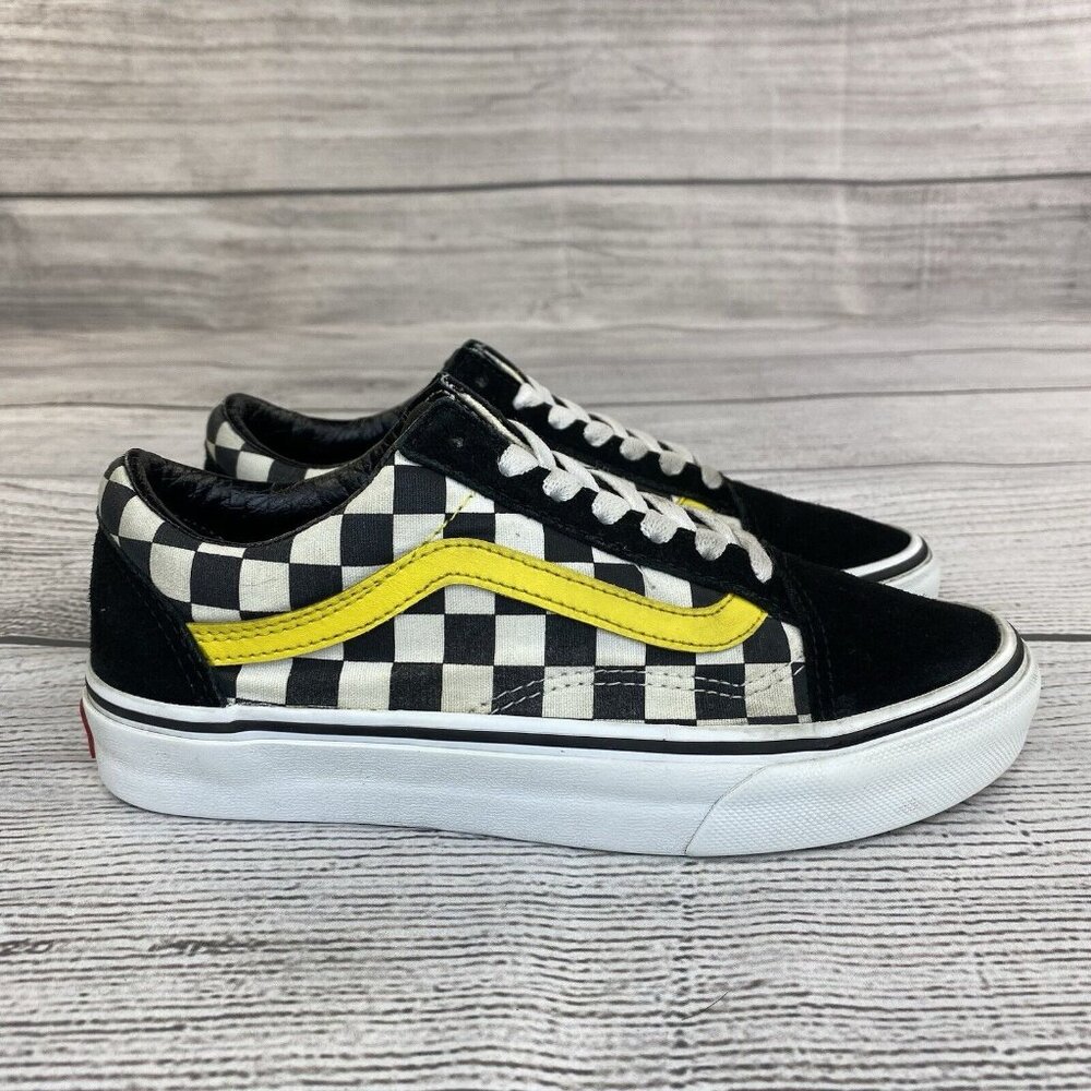 Vans Old Skool Checkerboard Sneakers Women Size 6 Leopard Tongue Athletic Shoes